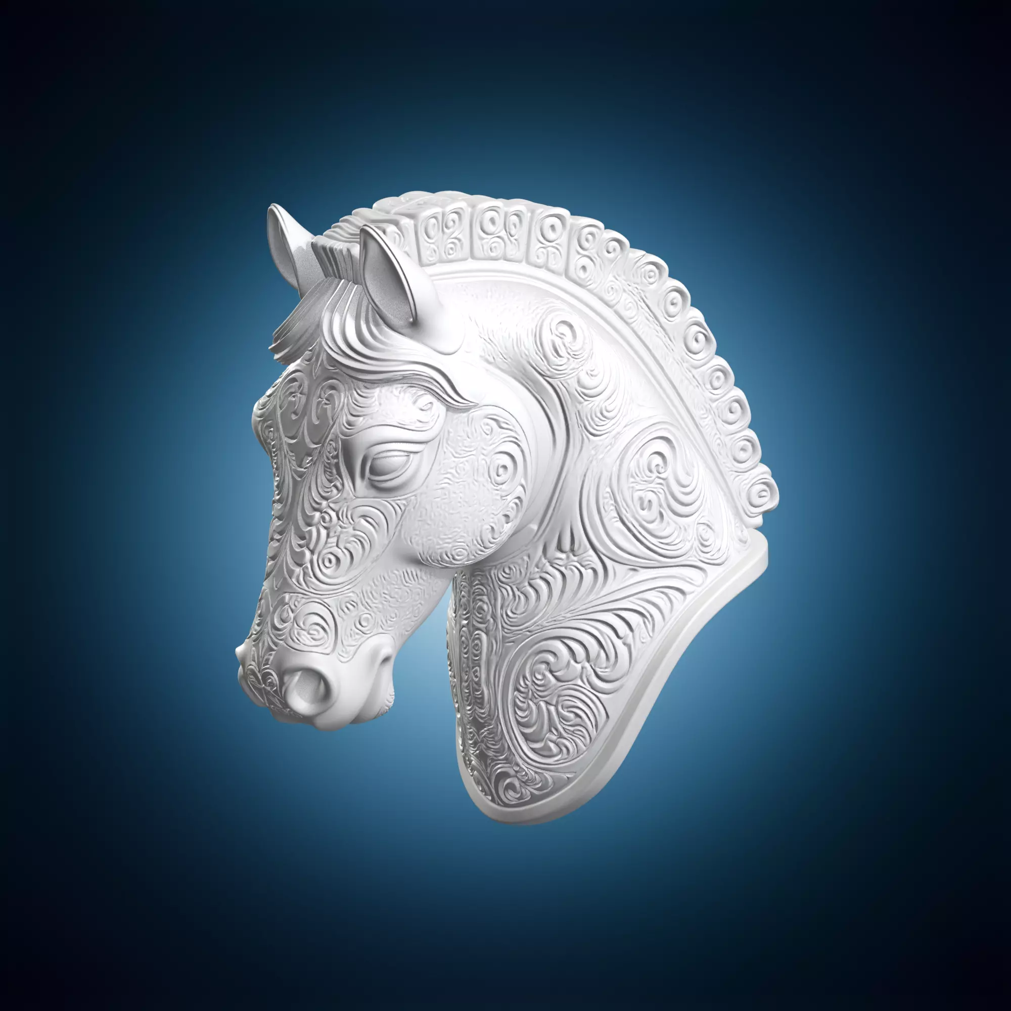 Ornate Horse Head Bust 3D print model