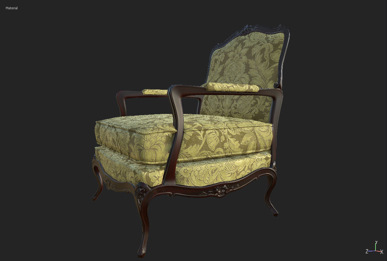 Classic chair lowpoly PBR Low-poly 3D model_9