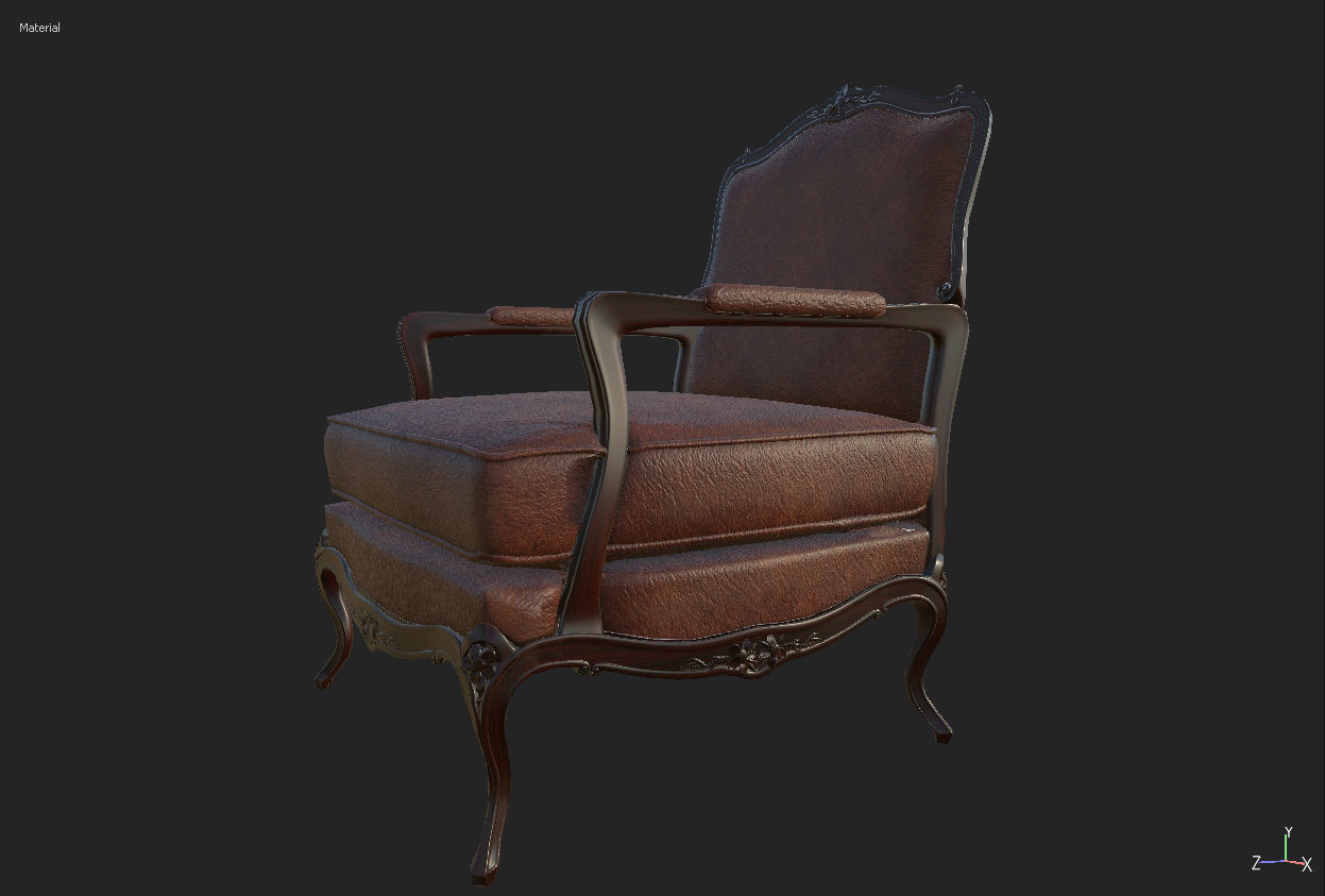 Classic chair lowpoly PBR Low-poly 3D model_6