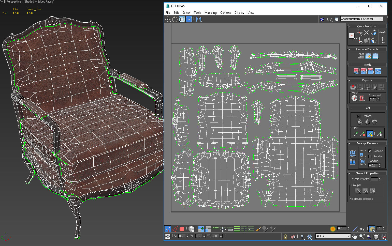 Classic chair lowpoly PBR Low-poly 3D model_5