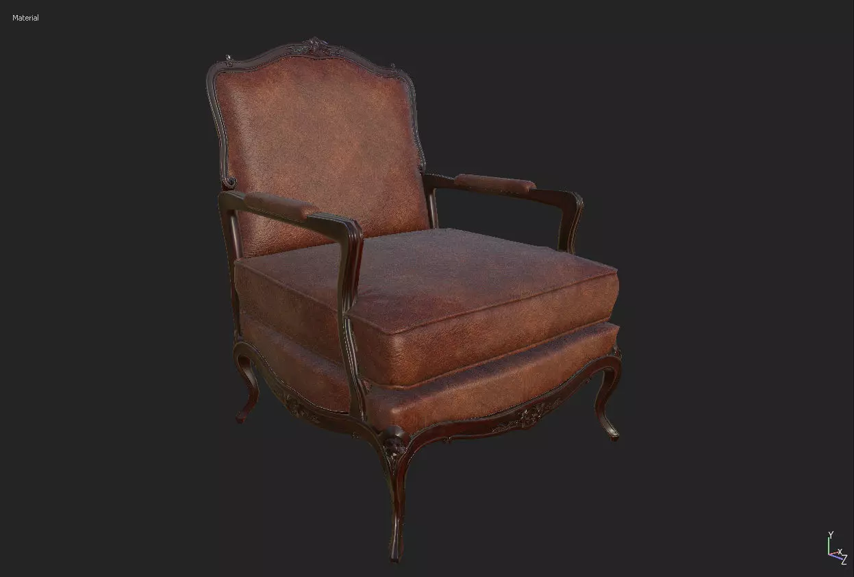 Classic chair lowpoly PBR Low-poly 3D model_0
