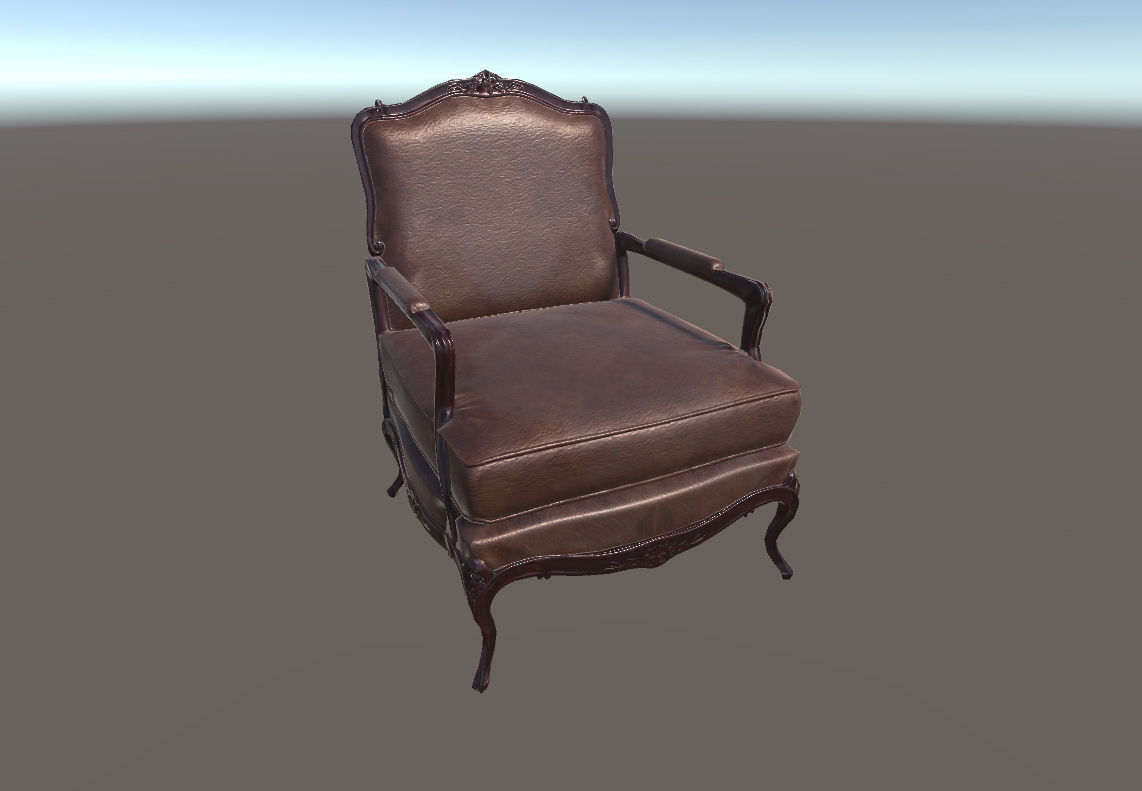 Classic chair lowpoly PBR Low-poly 3D model_1