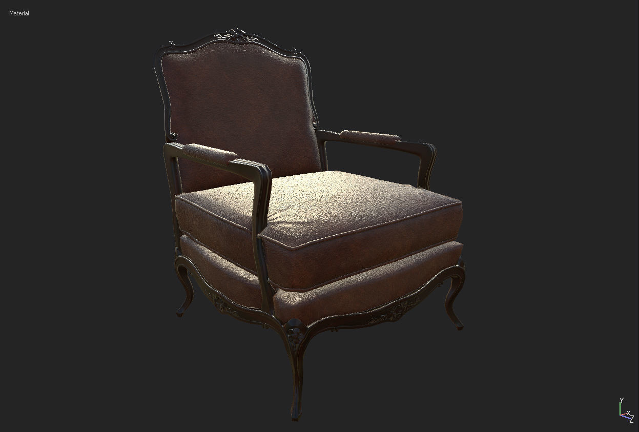 Classic chair lowpoly PBR Low-poly 3D model_4