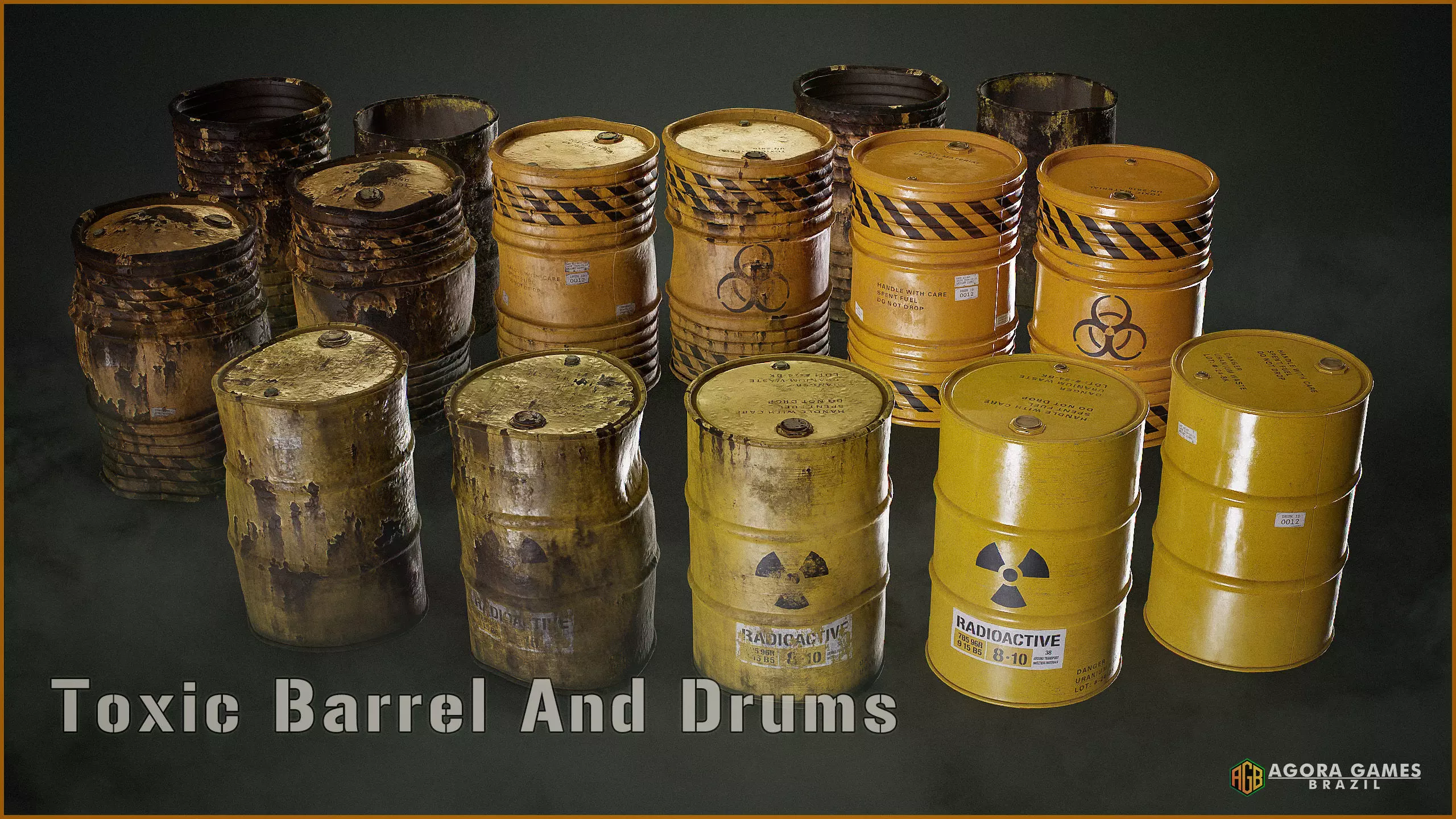 Toxic Barrel and Drums Pack Low-poly 3D model