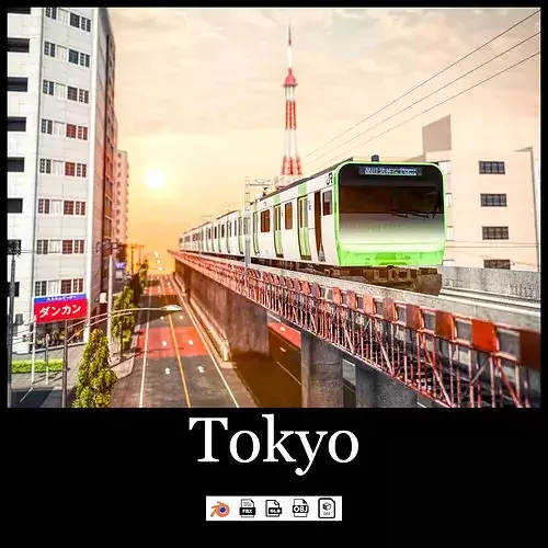 Tokyo Japan Cityscape Low-poly 3D model