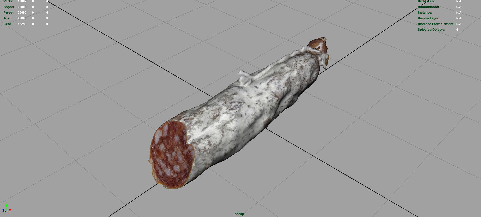 Spanish fuet salami Low-poly 3D model_4