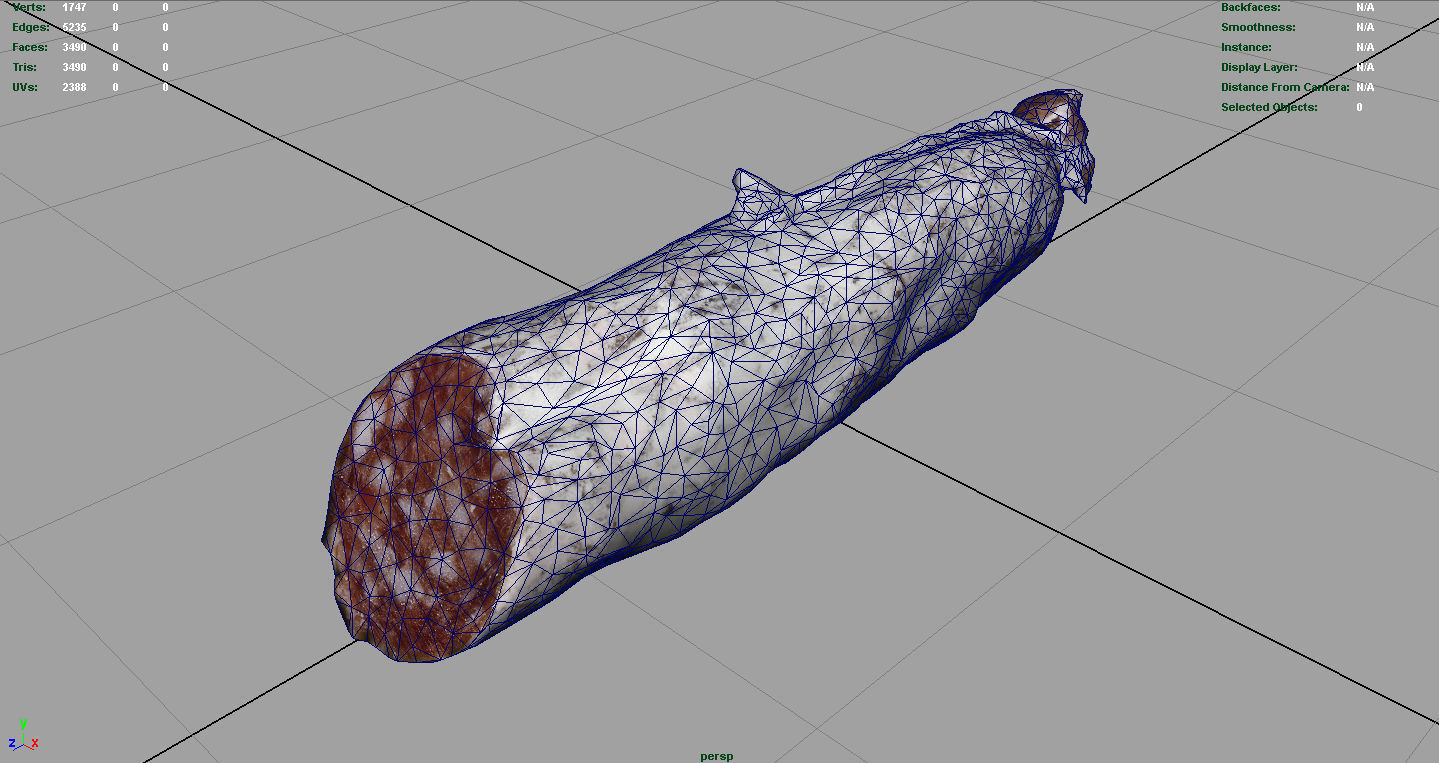 Spanish fuet salami Low-poly 3D model_8
