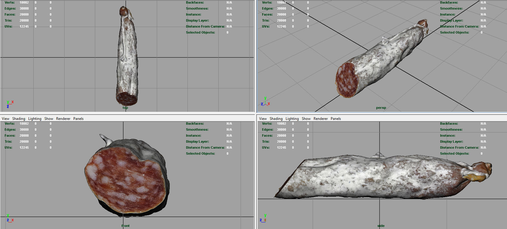 Spanish fuet salami Low-poly 3D model_7