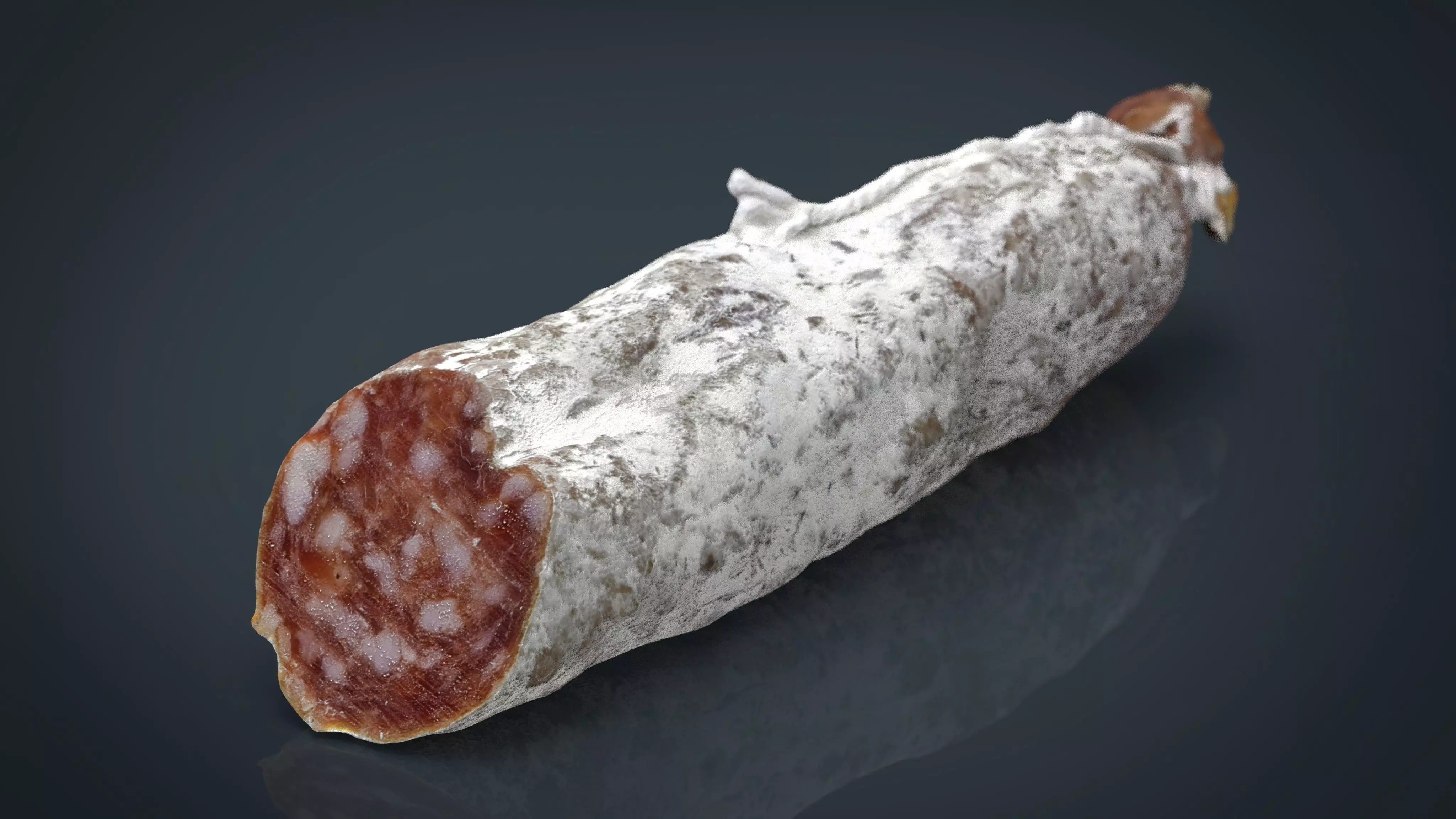 Spanish fuet salami Low-poly 3D model_0
