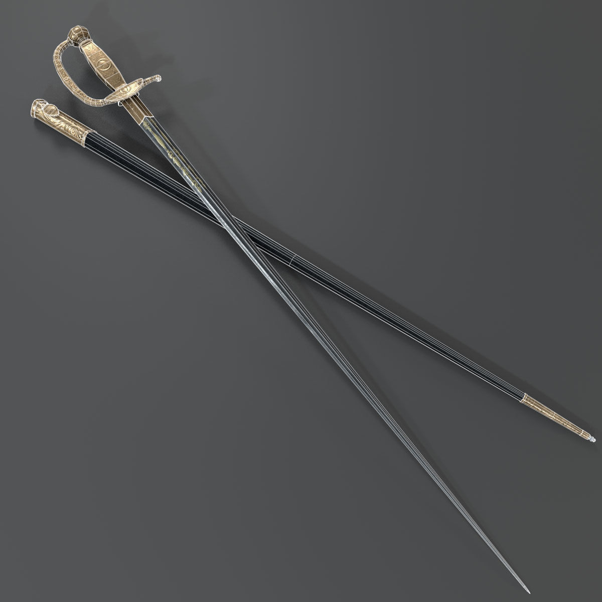 Napoleon Austerlitz Sword Low-poly 3D model_9