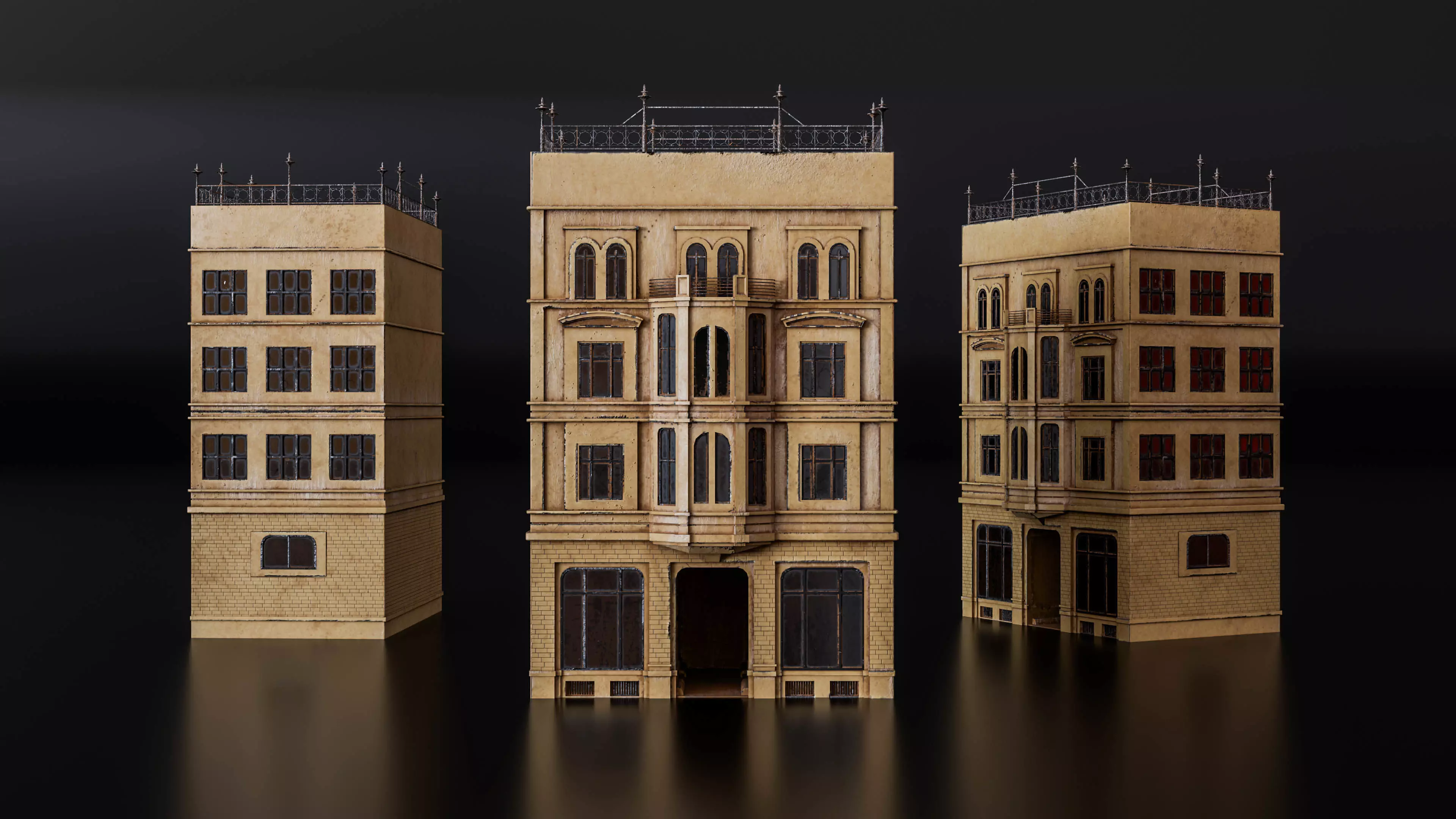 Mediterranean residential building Low-poly 3D model