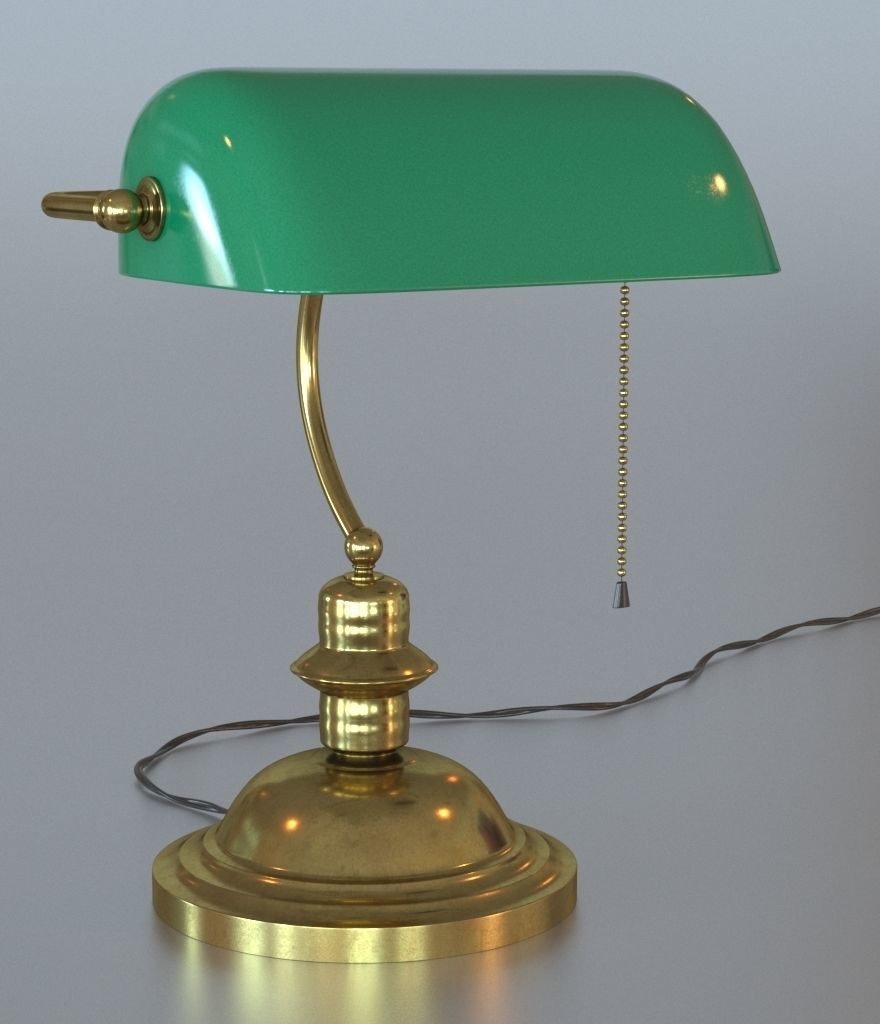 Green bankers lamp 3D model_2