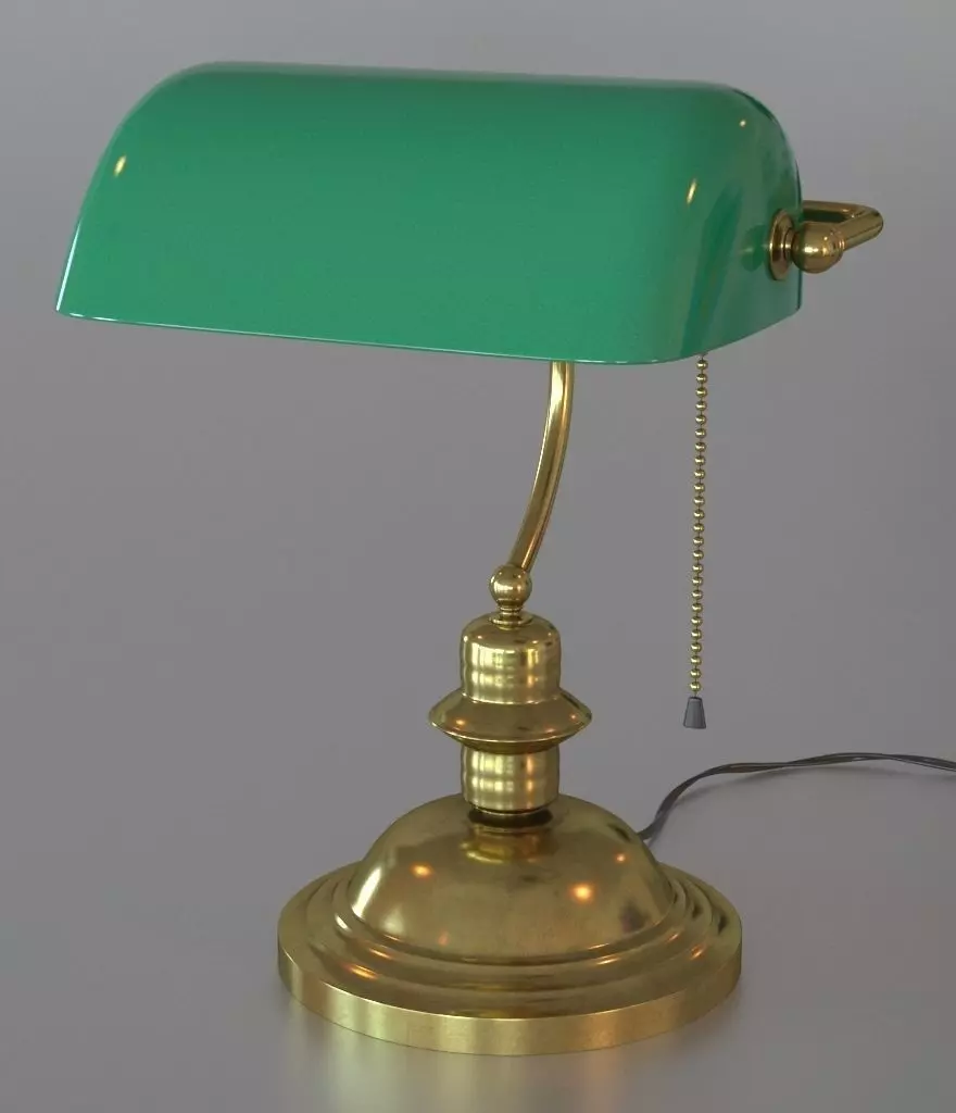 Green bankers lamp 3D model_0