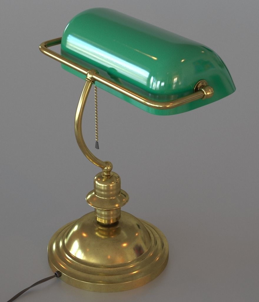 Green bankers lamp 3D model_3