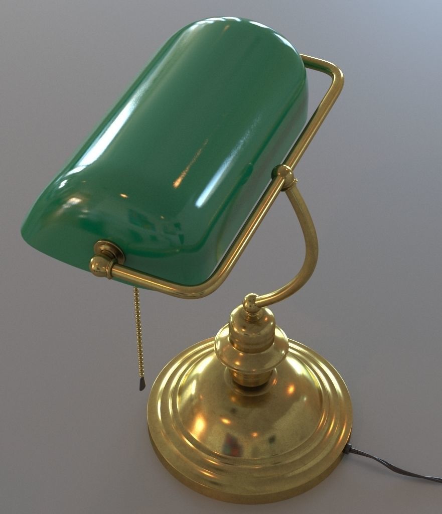 Green bankers lamp 3D model_4