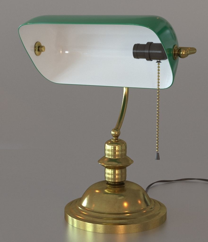 Green bankers lamp 3D model_5