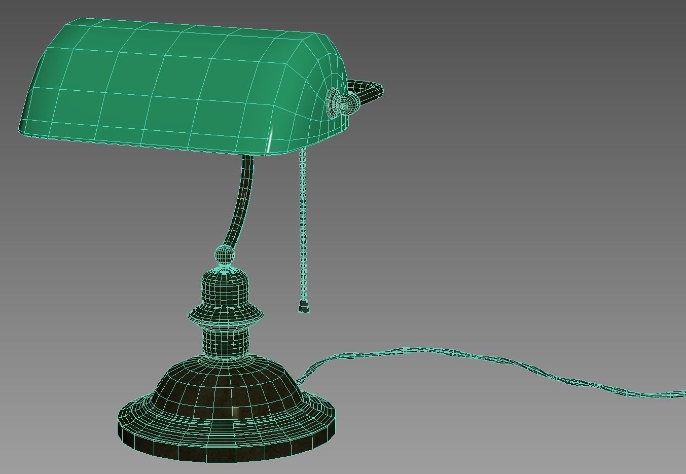 Green bankers lamp 3D model_7