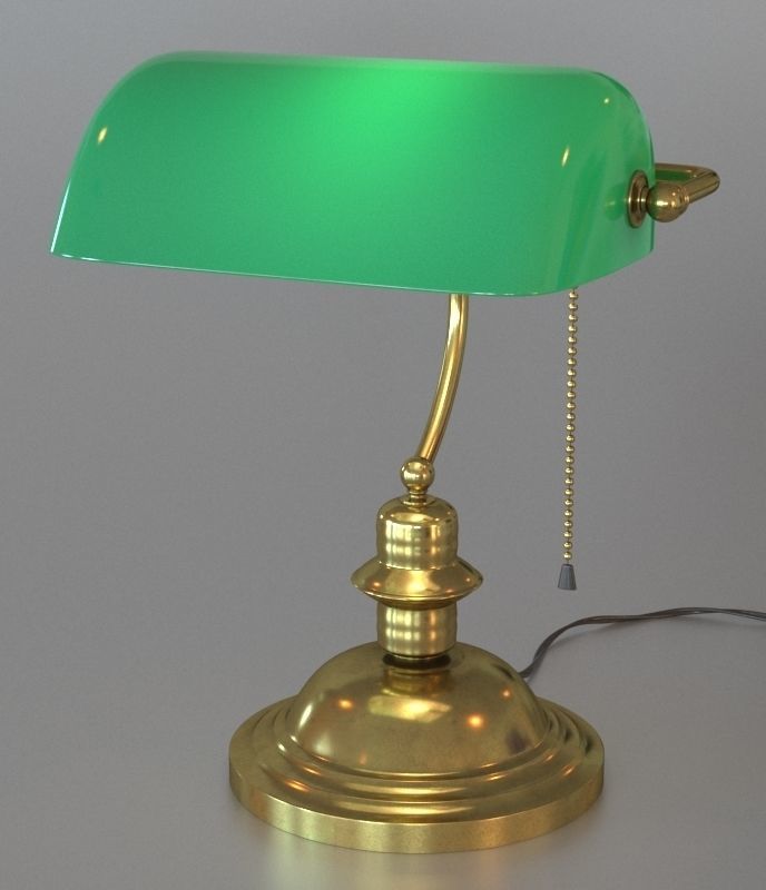 Green bankers lamp 3D model_1