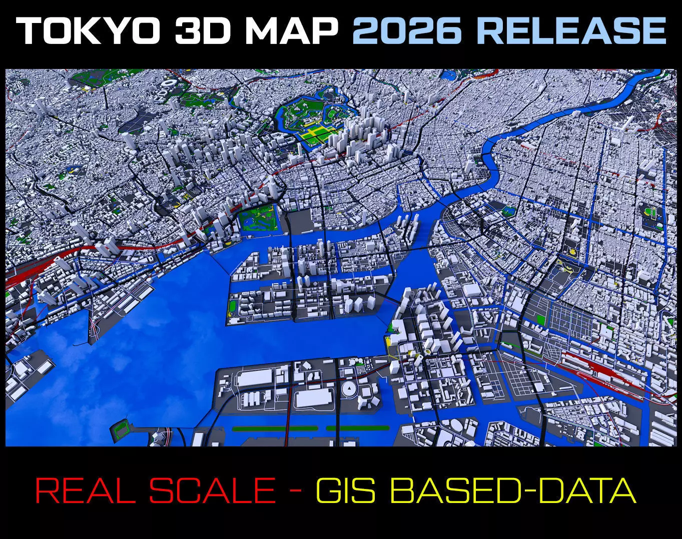 Tokyo City 3D Map 2026 Real Scale Gis-Data 3D model