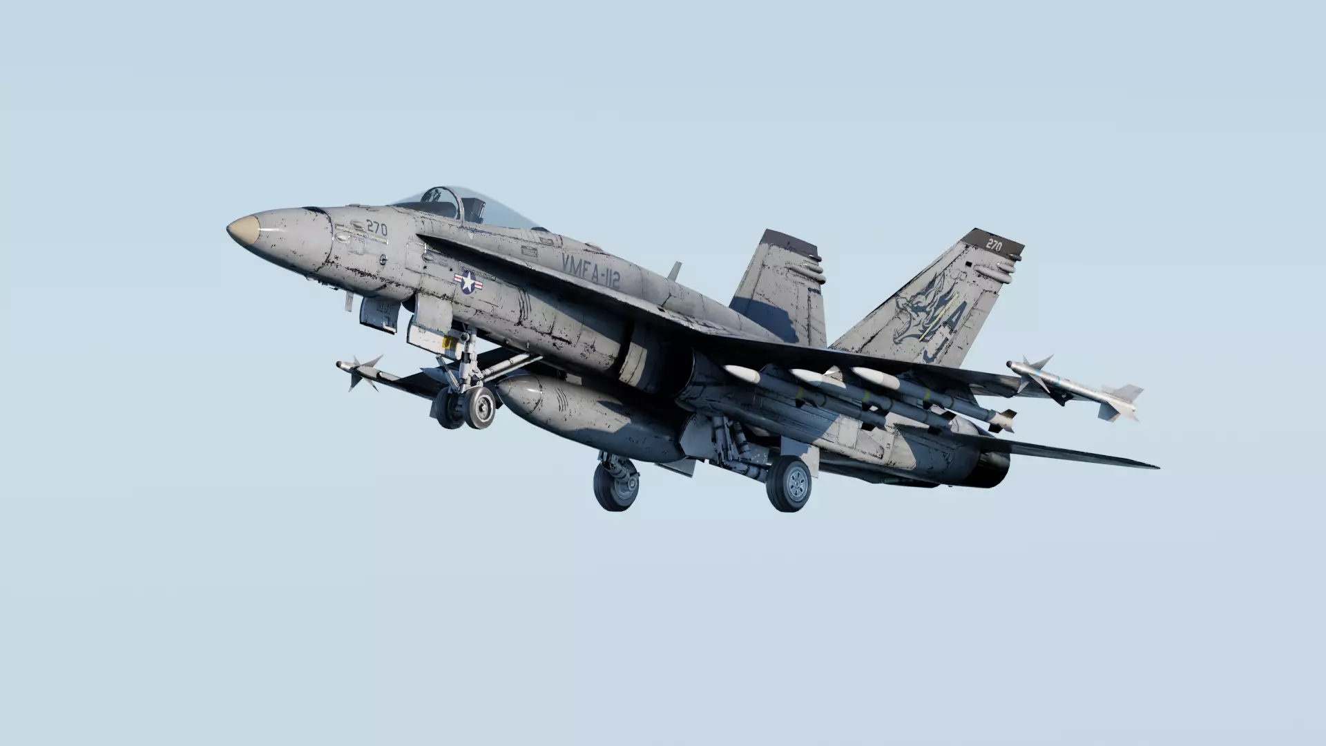 F-18 Hornet Fully-Rigged Animated Game Ready With Weapons Low-poly 3D model