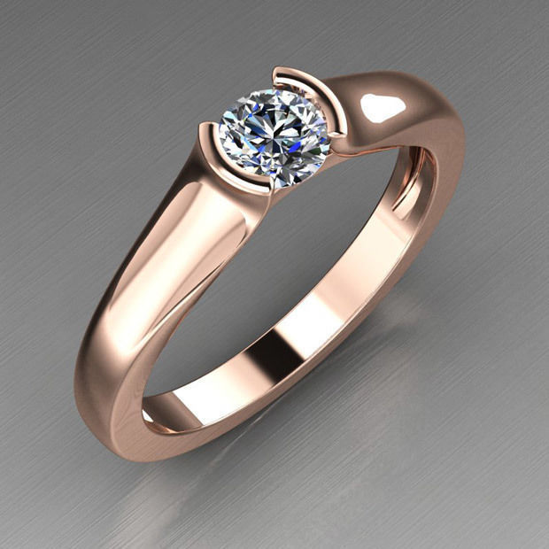 Solitaire Tension Set Diamond Ring 3D print model_2