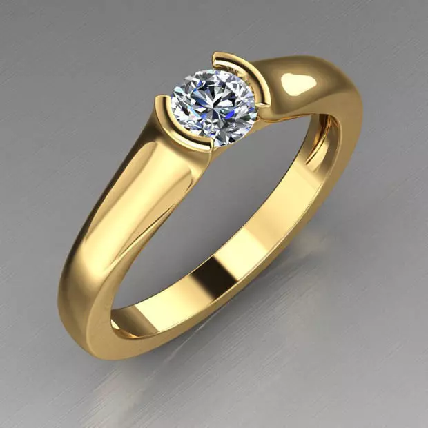 Solitaire Tension Set Diamond Ring 3D print model_0