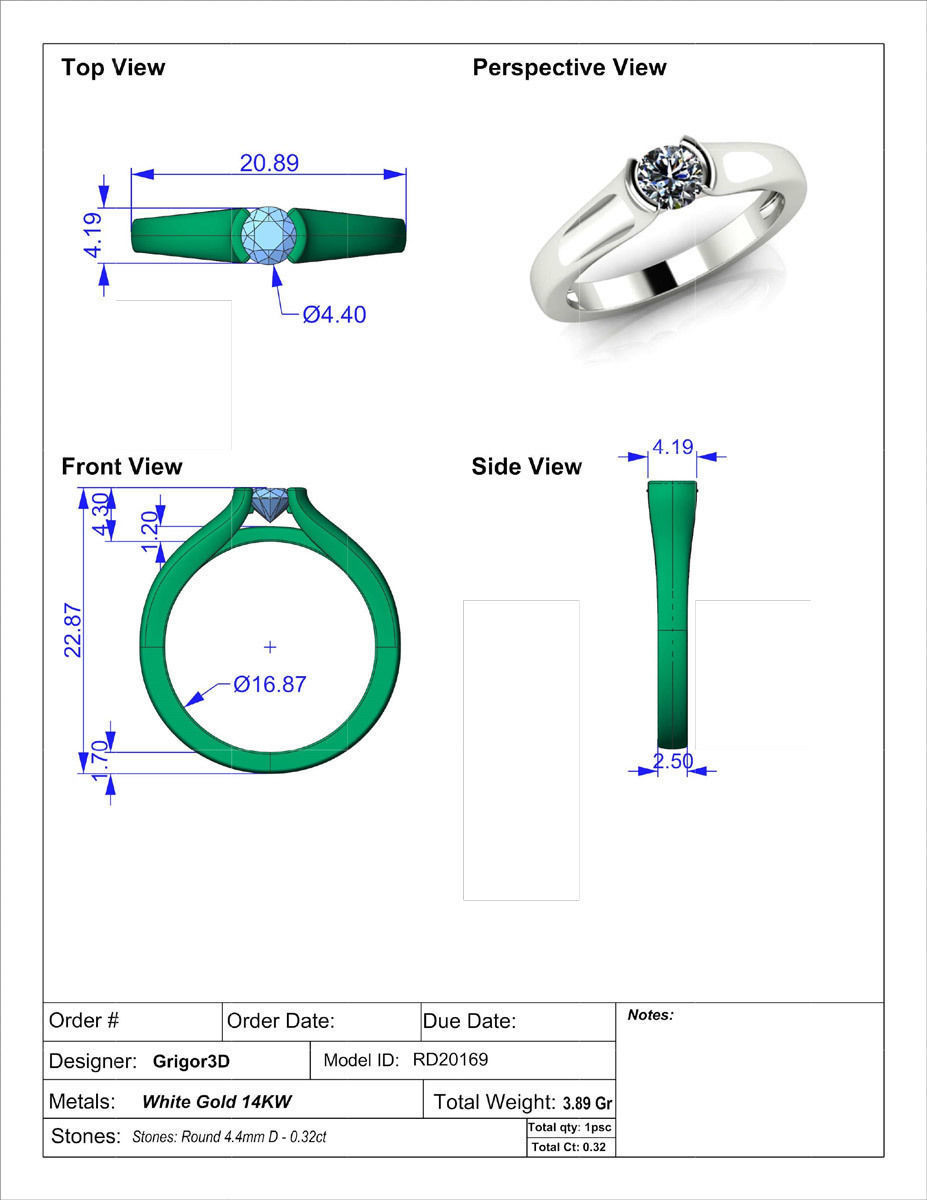Solitaire Tension Set Diamond Ring 3D print model_3