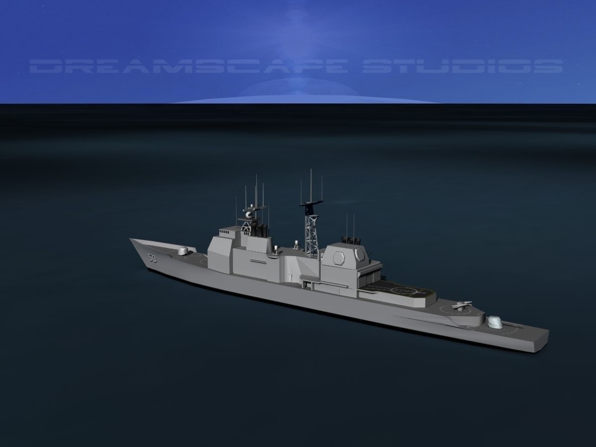 USS Valley Forge CG-50 LP Low-poly 3D model_8