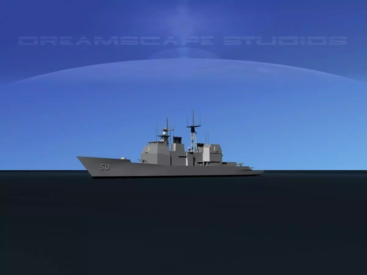 USS Valley Forge CG-50 LP Low-poly 3D model_0