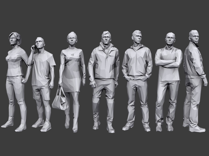 Lowpoly People Casual Pack Low-poly 3D model
