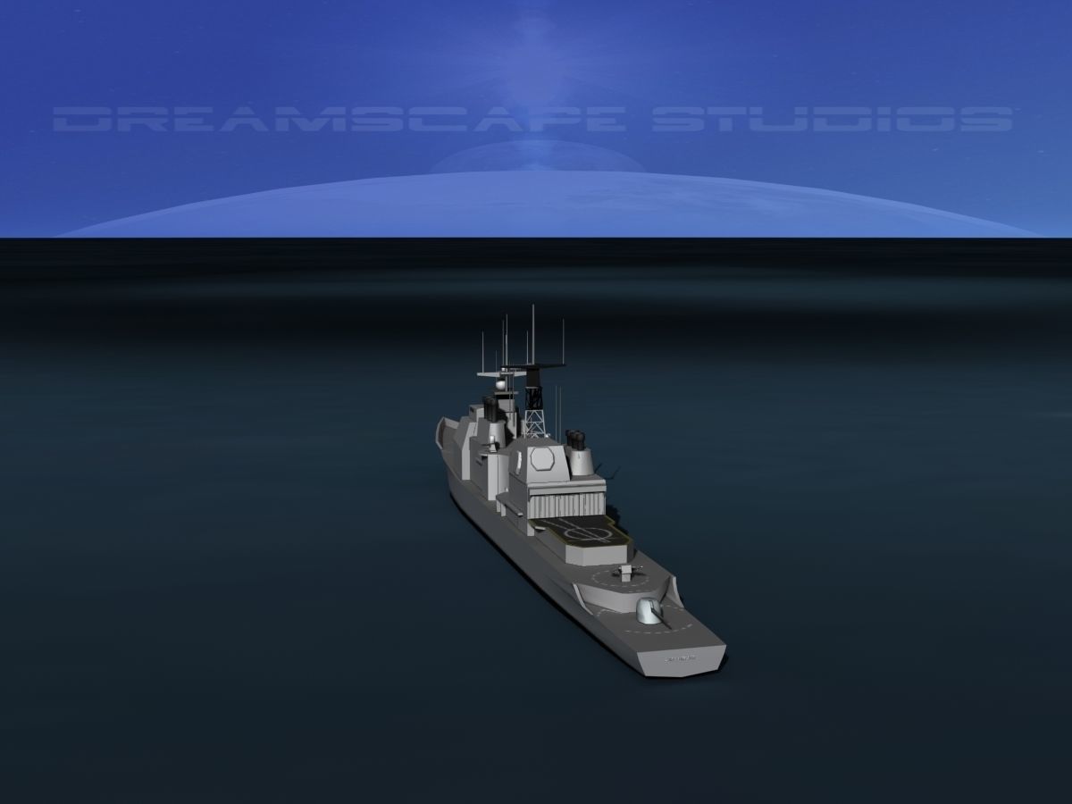 USS Gettysburg CG-64 LP Low-poly 3D model_7