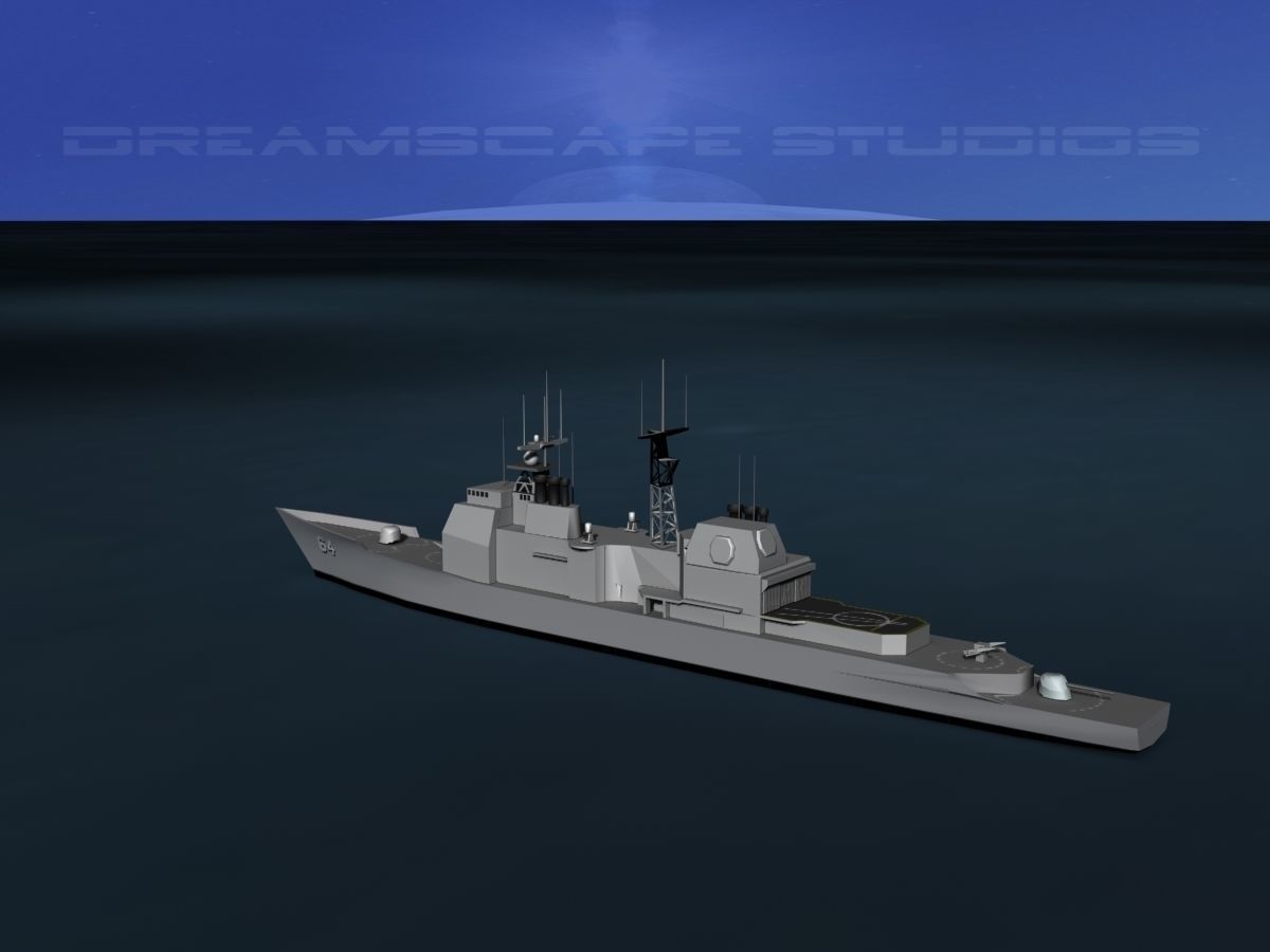 USS Gettysburg CG-64 LP Low-poly 3D model_8