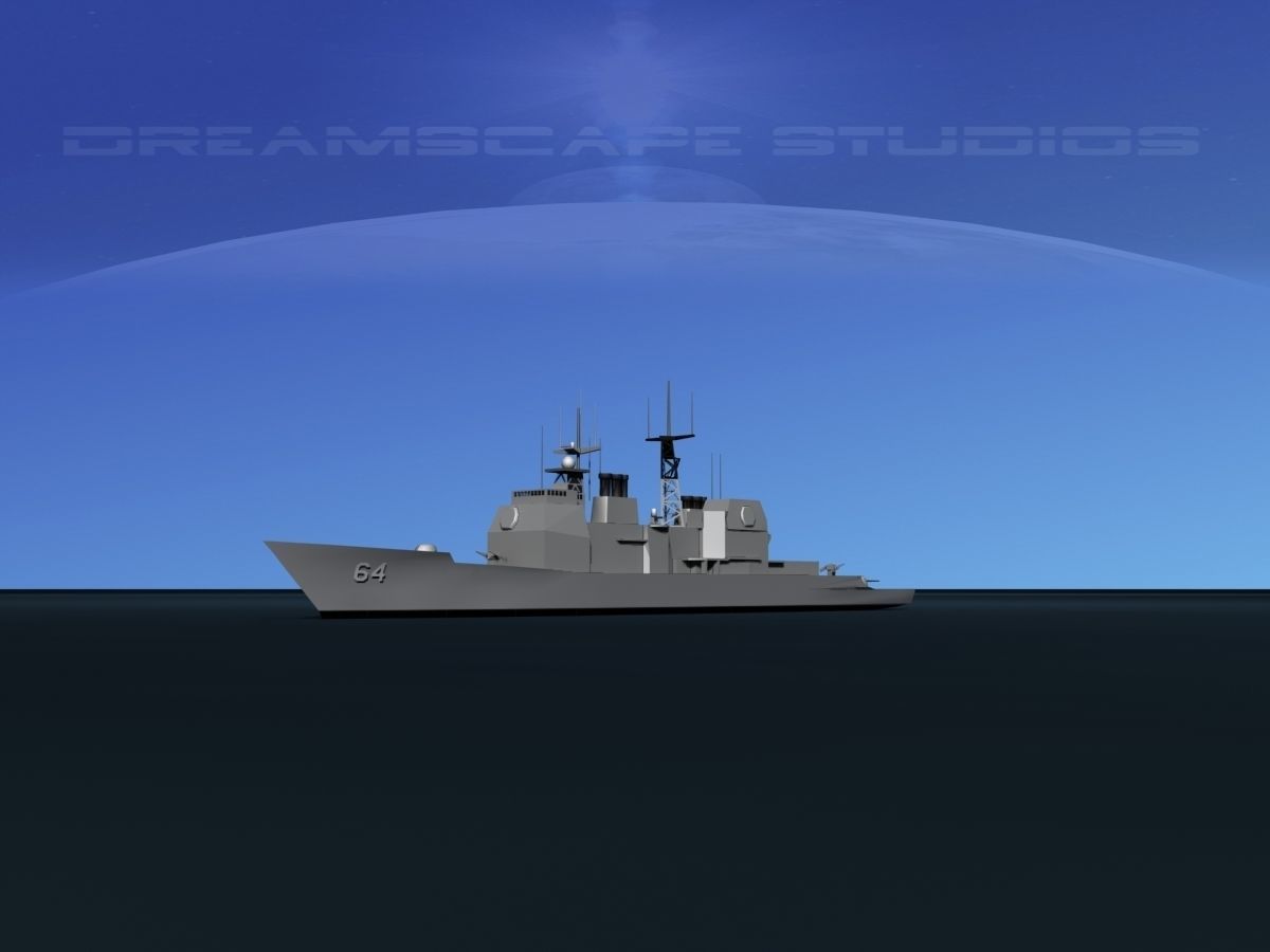 USS Gettysburg CG-64 LP Low-poly 3D model_1