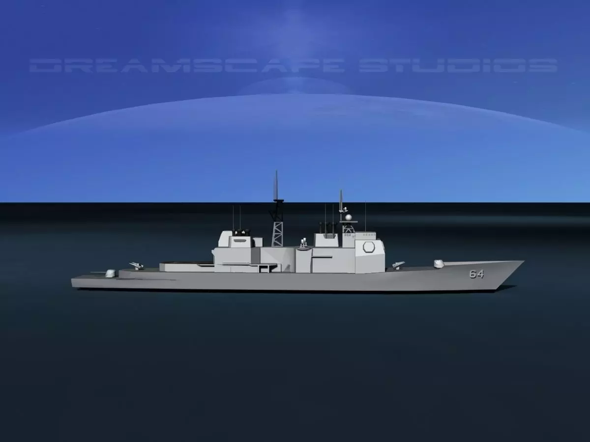 USS Gettysburg CG-64 LP Low-poly 3D model_0