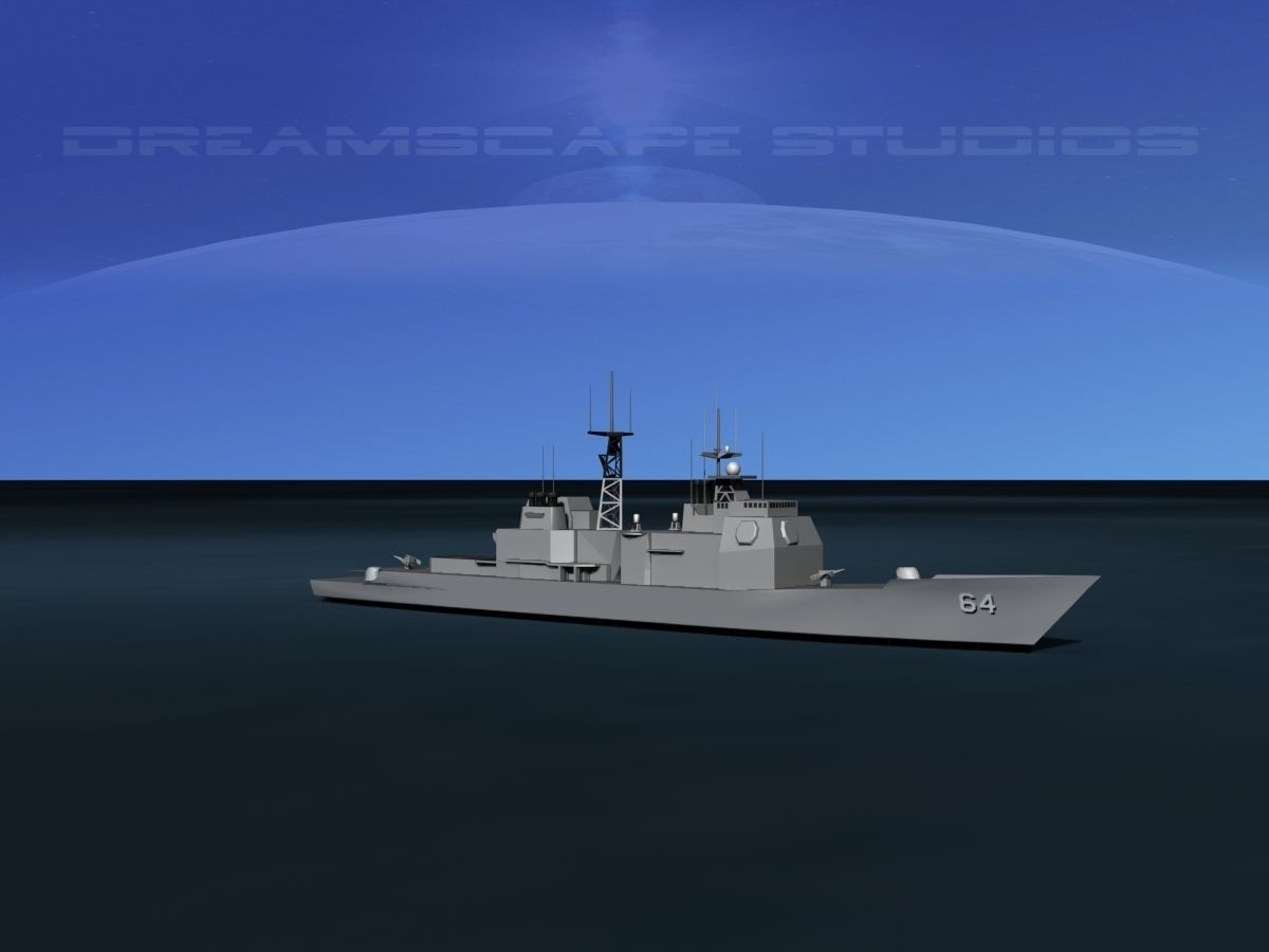 USS Gettysburg CG-64 LP Low-poly 3D model_4