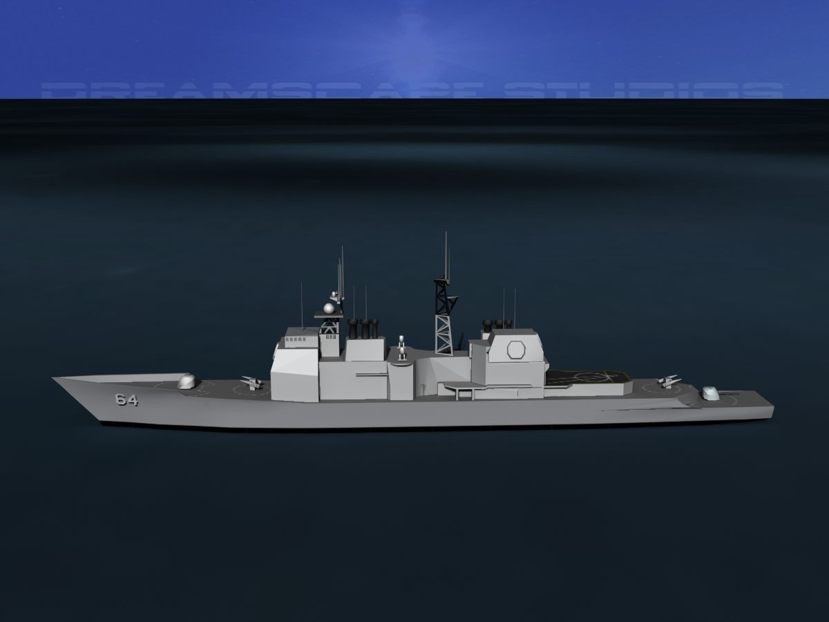 USS Gettysburg CG-64 LP Low-poly 3D model_9