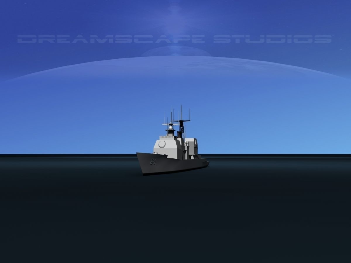 USS Gettysburg CG-64 LP Low-poly 3D model_2
