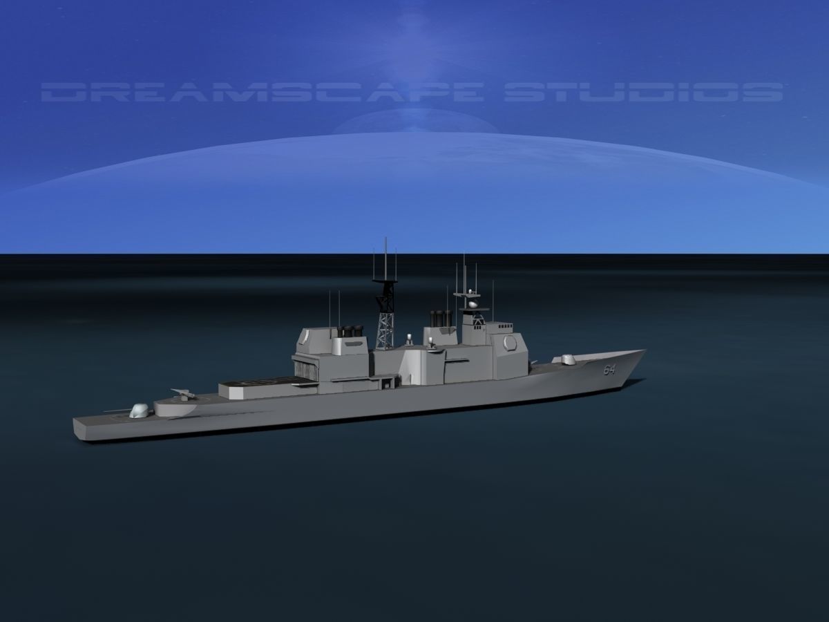 USS Gettysburg CG-64 LP Low-poly 3D model_5