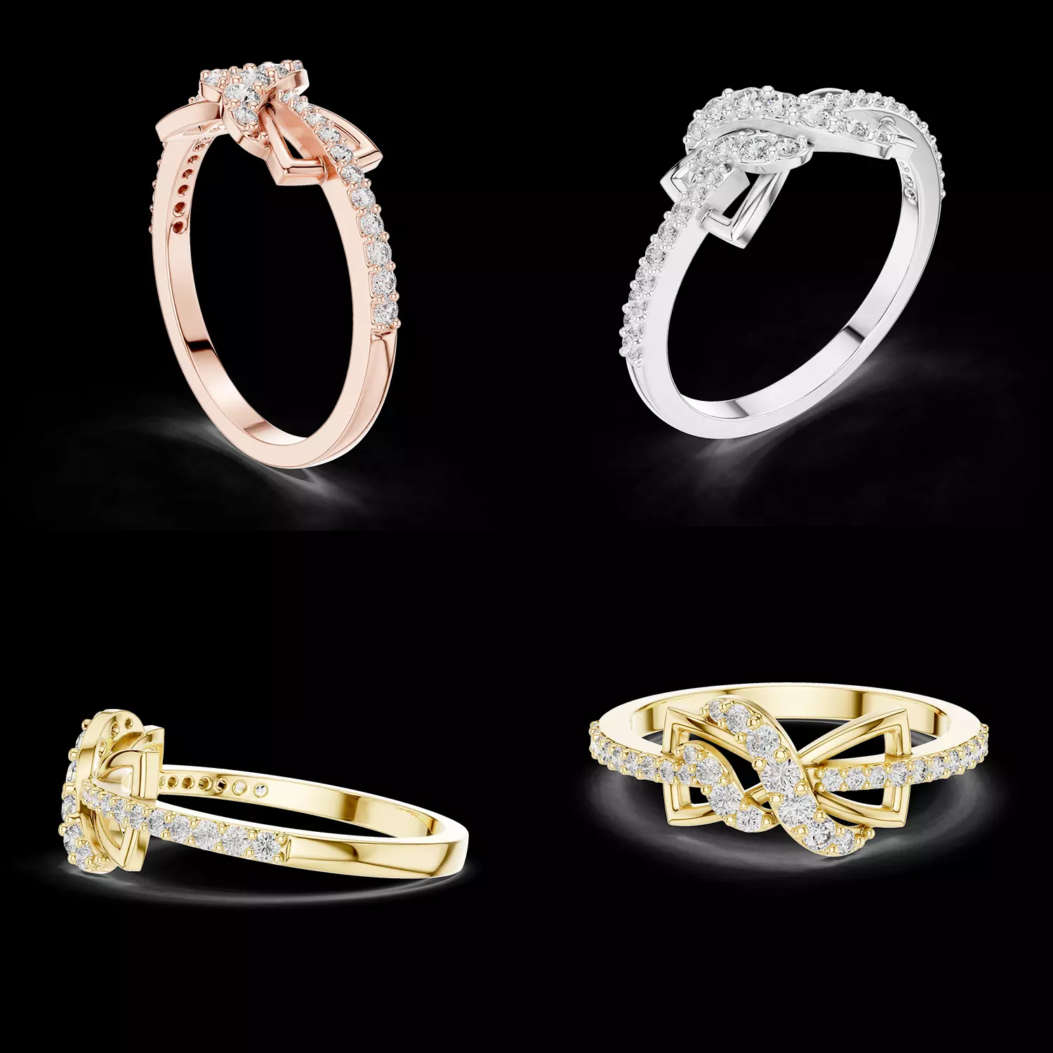 Diamond Butterfly Designer Ring CAD STL 3DM Jewelry 3D print model