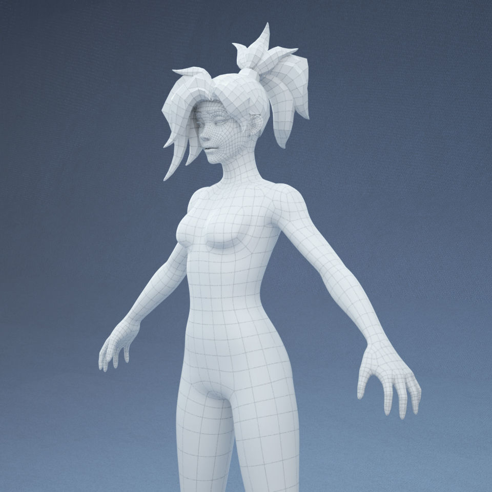 Low Poly Base Mesh Female Free 3D model_2