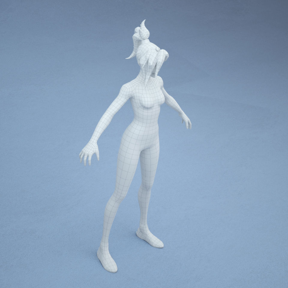 Low Poly Base Mesh Female Free 3D model_3