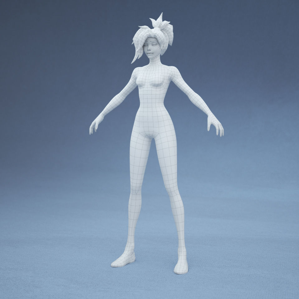 Low Poly Base Mesh Female Free 3D model_1
