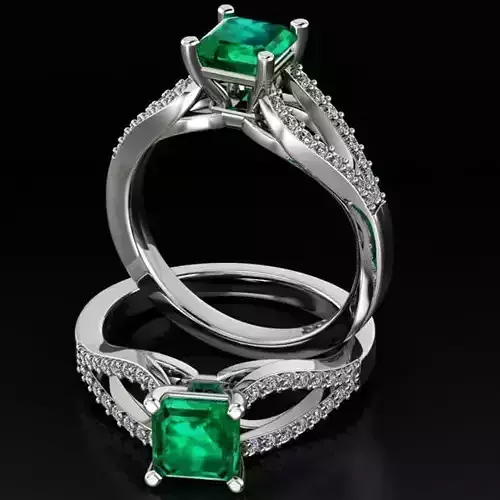 Engagement Emerald-Cut Gemstone Ring 