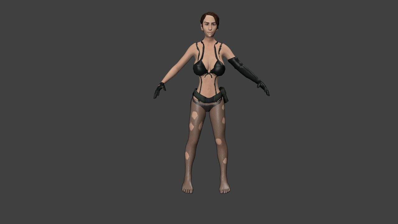 Quiet woman in bikini Low-poly 3D model_0