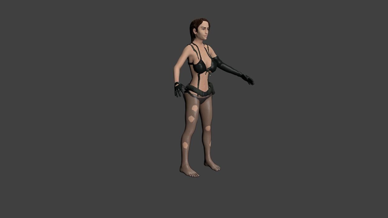 Quiet woman in bikini Low-poly 3D model_1