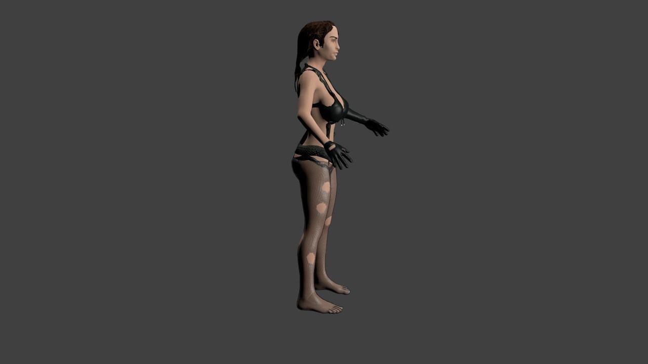 Quiet woman in bikini Low-poly 3D model_2