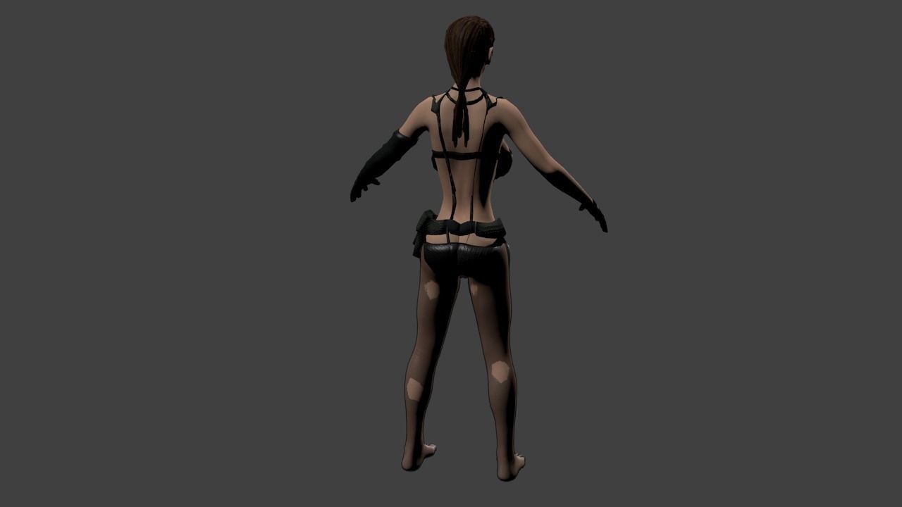 Quiet woman in bikini Low-poly 3D model_5