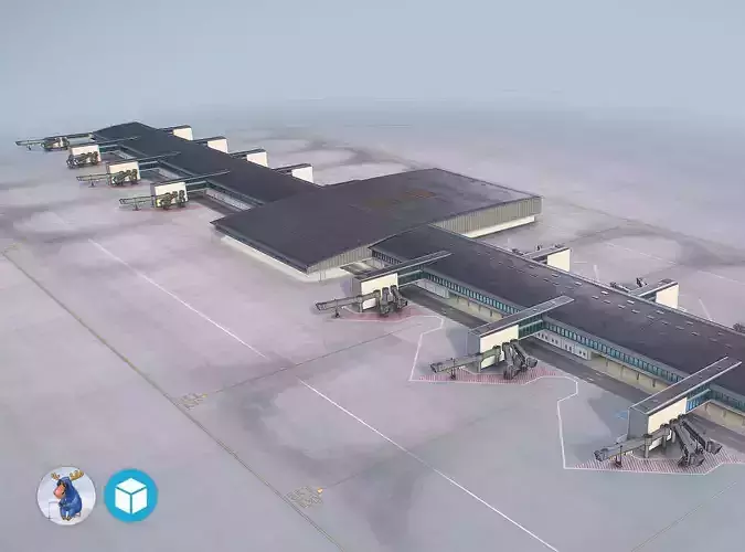 Airport Terminal Satellite4 LFPG Low-poly 3D model