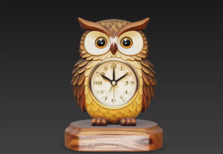 Chinese-style small ornament owl alarm clock 1 3D model