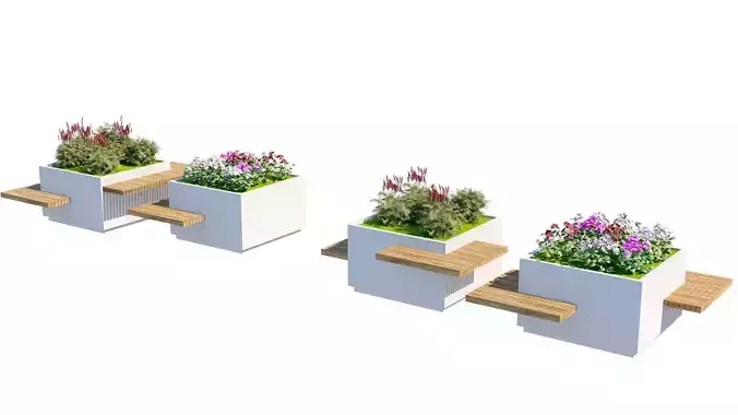 Outdoor Slat Bench and Planter